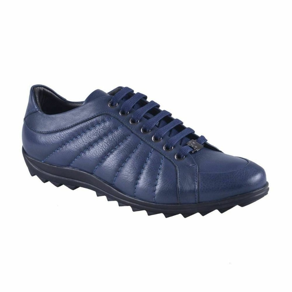 Versace Collection Men's Blue Leather Sneakers